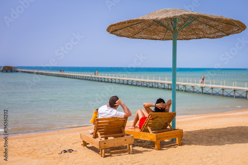 Couple on romantic holidays at Red Sea in Egypt