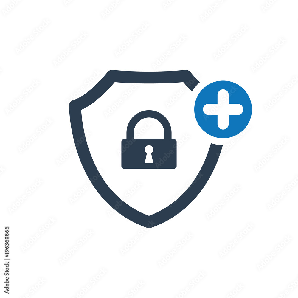 3384163 Security icon with add sign. Security icon and new, plus, positive symbol