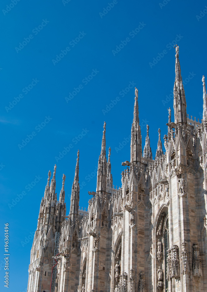 Detail of the spiers of the Milan Cathedral