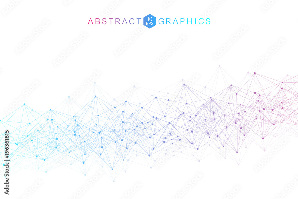 Geometric abstract background with connected line and dots. Big Data ...