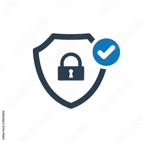 Security icon with check sign. Security icon and approved, confirm, done, tick, completed symbol