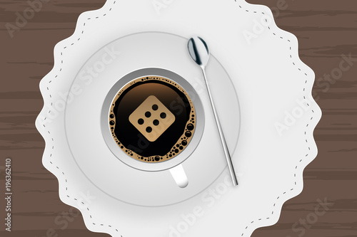 Kaffeetasse mit Untertasse - Würfel 6