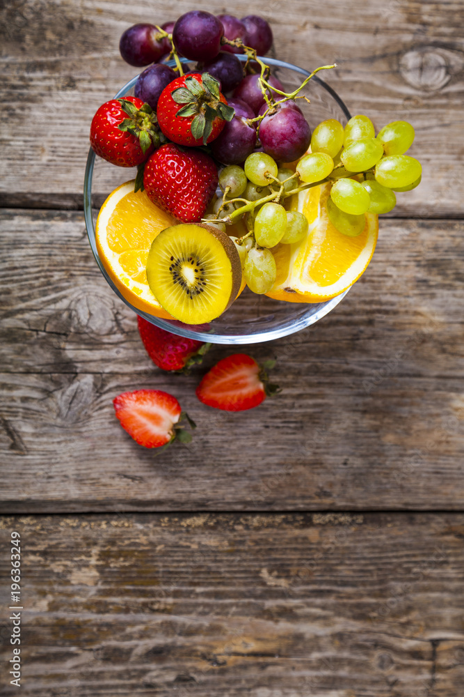 Ripe fruits on a transparent plate Ripe fruits on a transparent plate