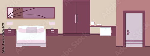 Interior Hotel room. Flat design. Vector illustration