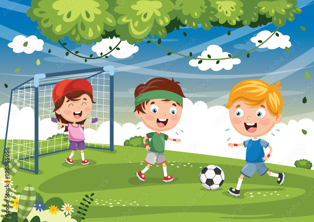 Vector Illustration Of Kid Playing Football Vector Illustration Of Kid Playing Football