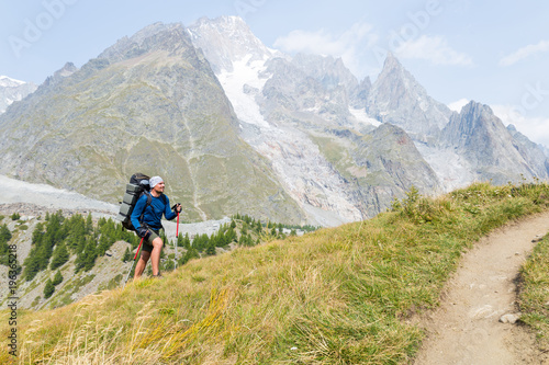 expedition to mountains with a tent and solar batteries 