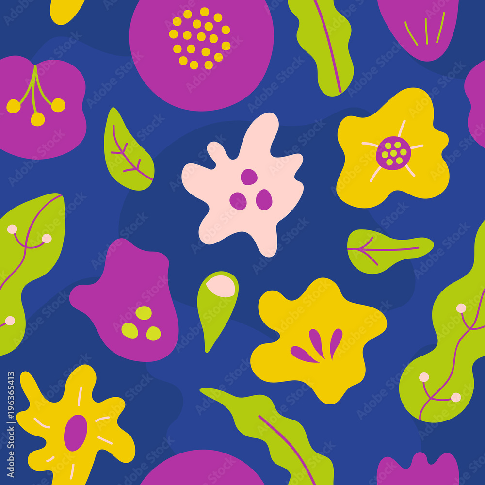 Simple seamless pattern with abstract hand drawn flowers. Vector illustration floral in style for textile, paper, design, prints, decor, art, fabric, gift wrap. Simple seamless pattern with abstract hand drawn flowers. Vector illustration floral in style for textile, paper, design, prints, decor, art, fabric, gift wrap.