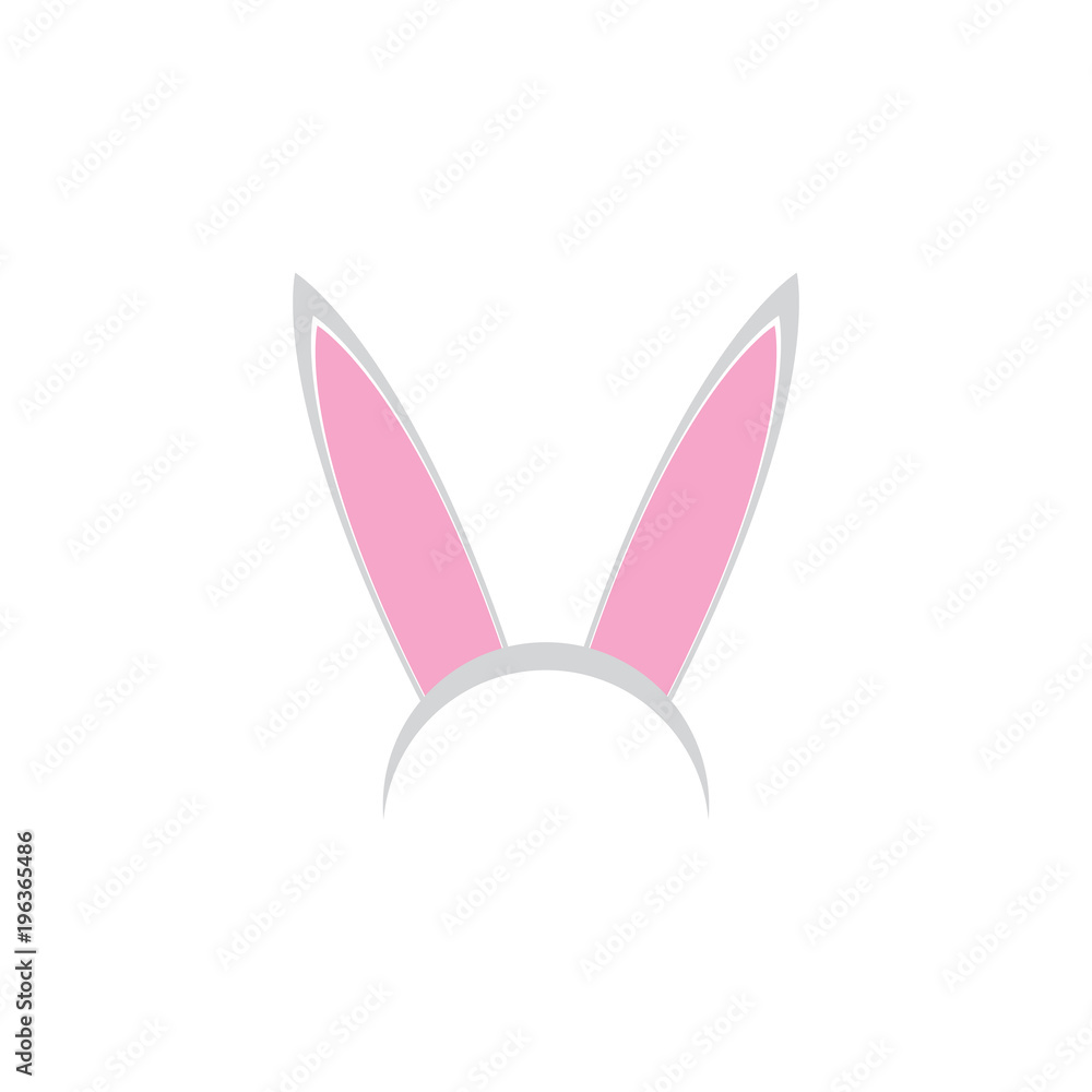 white easter bunny funky mask with rabbit ears isolated on white background. vector Kids easter party mask white easter bunny funky mask with rabbit ears isolated on white background. vector Kids easter party mask