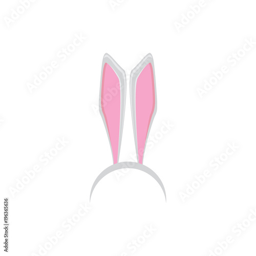 white easter bunny funky mask with rabbit ears isolated on white background. vector Kids easter party mask