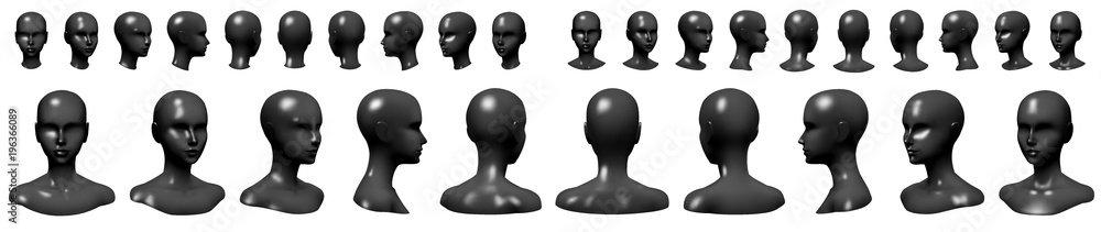 Isolated vector set of faceless mannequin busts and heads. Stock Vector