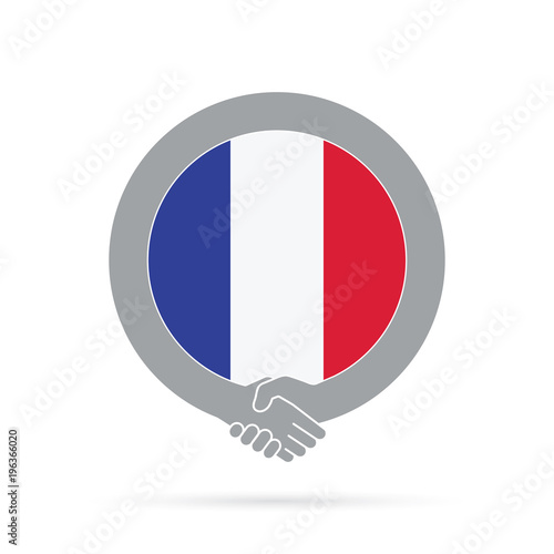 France flag handshake icon. agreement, welcome, cooperation concept