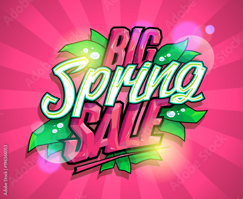 Big spring sale poster design concept