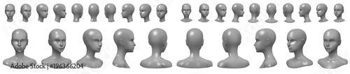 Isolated vector set of faceless mannequin busts and heads.