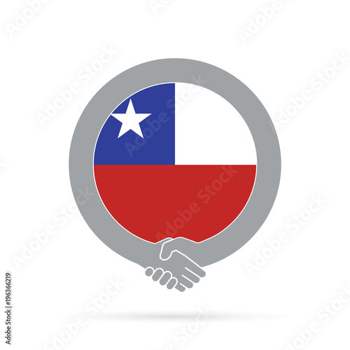 Chile flag handshake icon. agreement, welcome, cooperation concept