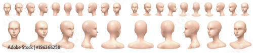 Isolated vector set of faceless mannequin busts and heads.