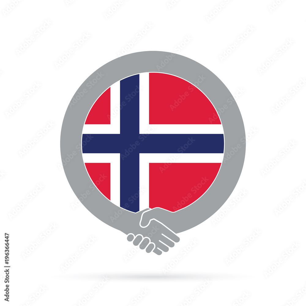 Fototapeta premium Norway flag handshake icon. agreement, welcome, cooperation concept
