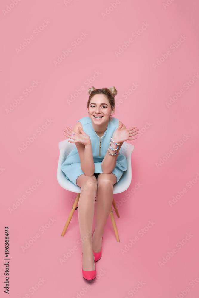 Blue dress and pink shoes cheap
