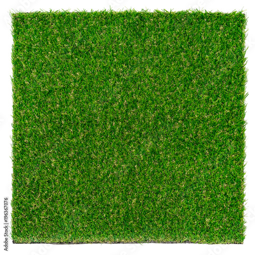 Green grass mat isolated on white background.