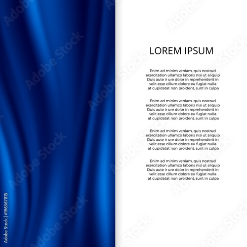 Blue silk, satin material wavy fashion banner template