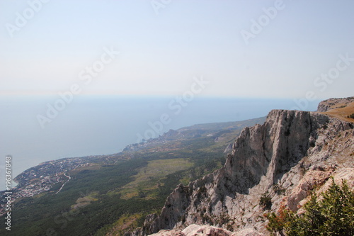 Stunning view from the height of the Ai-Petri mountain in Crimea, Russia.