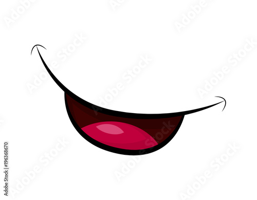 cartoon tongue simple smile isolated on white background