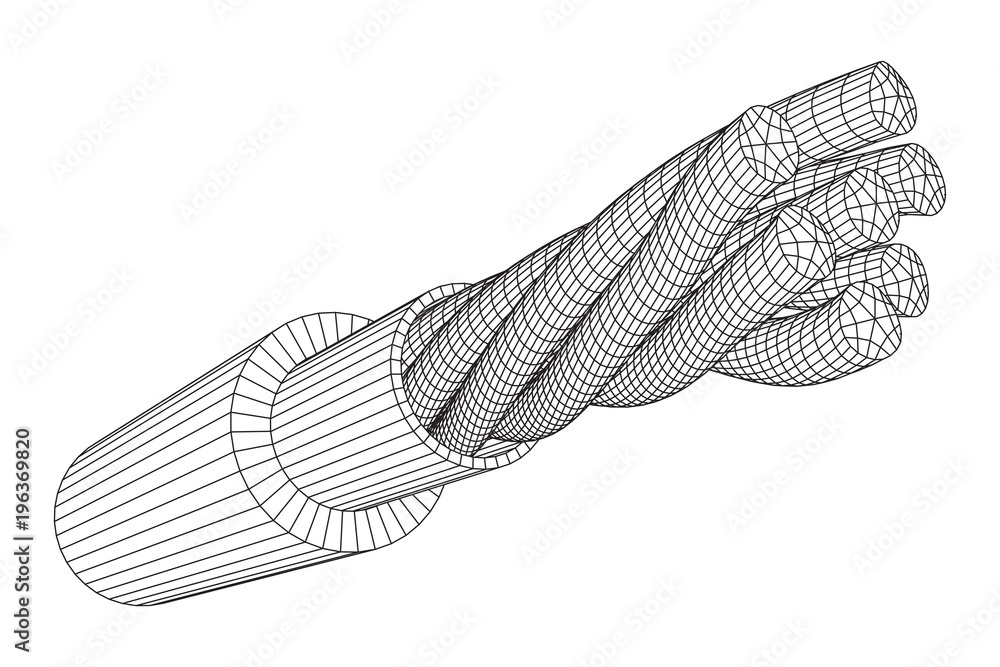 Wire Craft Vector Electrical cable cleared wire. Wireframe low poly mesh vector ...