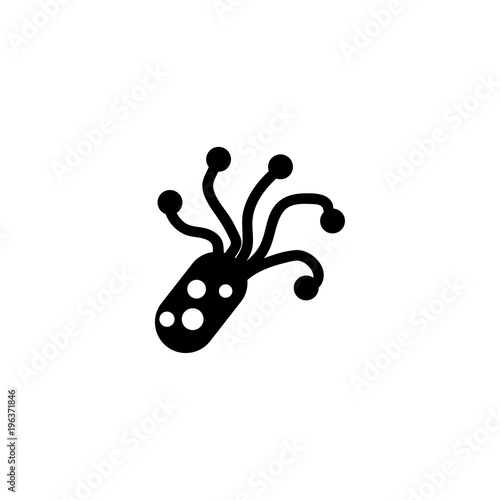 Microorganism. Flat Vector Icon. Simple black symbol on white background