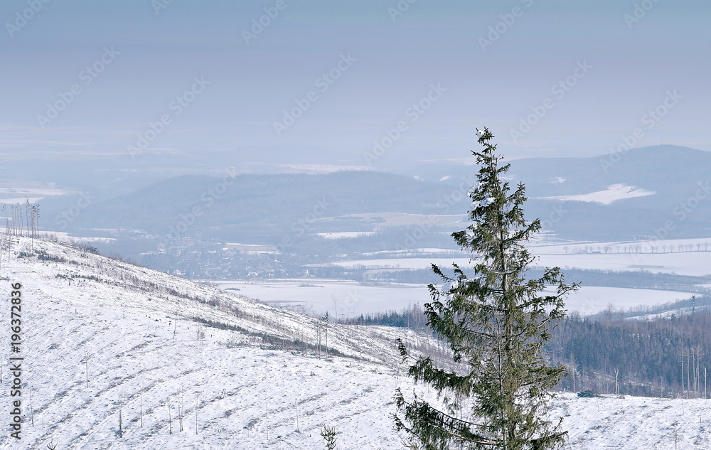 zimowy krajobraz górski - obrazy, fototapety, plakaty 
