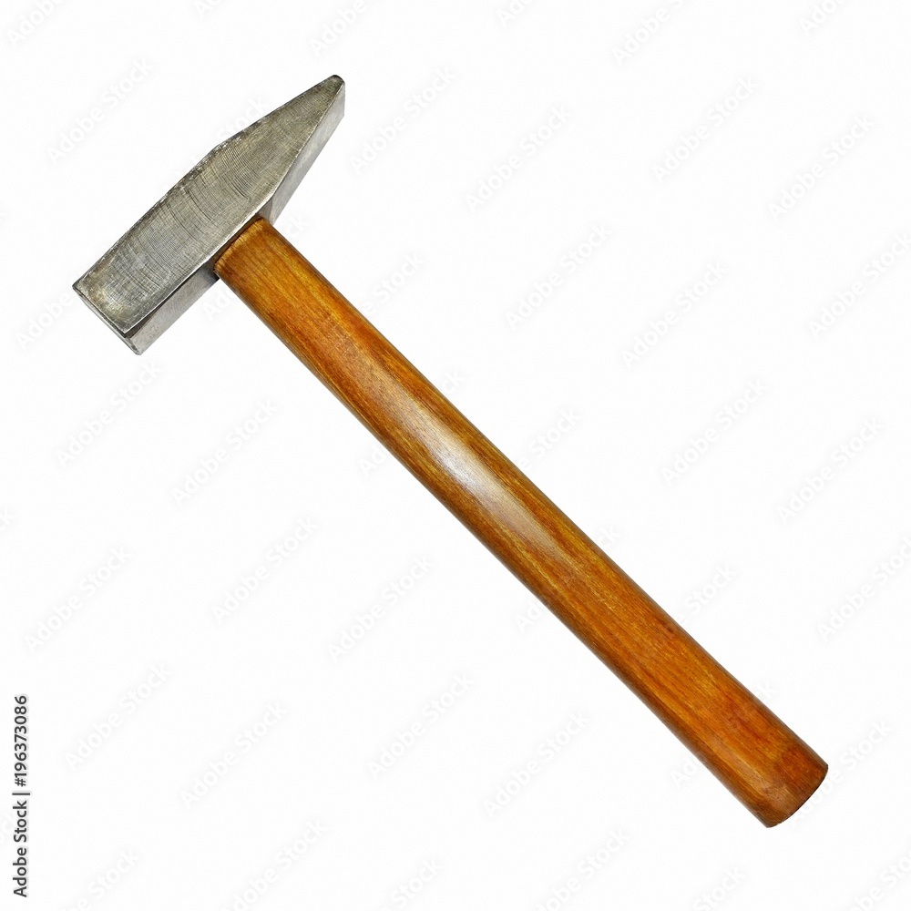 The tool is manual. A metal hammer