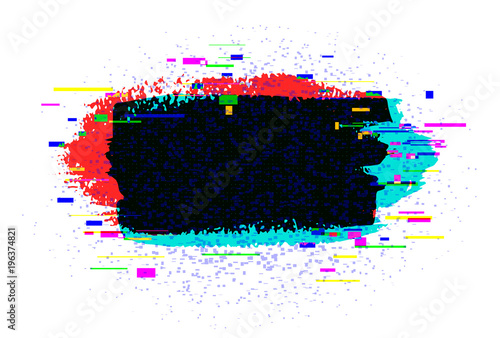 Brush strokes banner with glitch rgb effect