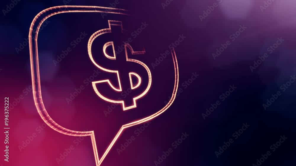 dollar sign in emblem of cloud message. Finance background of luminous