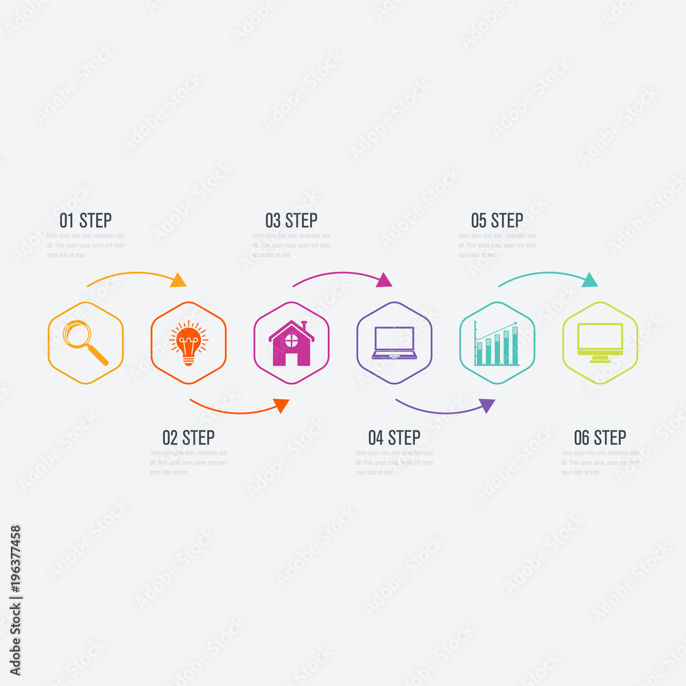 Vector illustration infographics 6 options Vector illustration infographics 6 options
