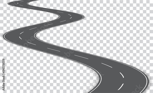 Vector winding road isolated on transparent background. Vector EPS 10.