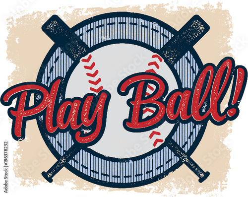 Vintage Play Baseball Sports Design