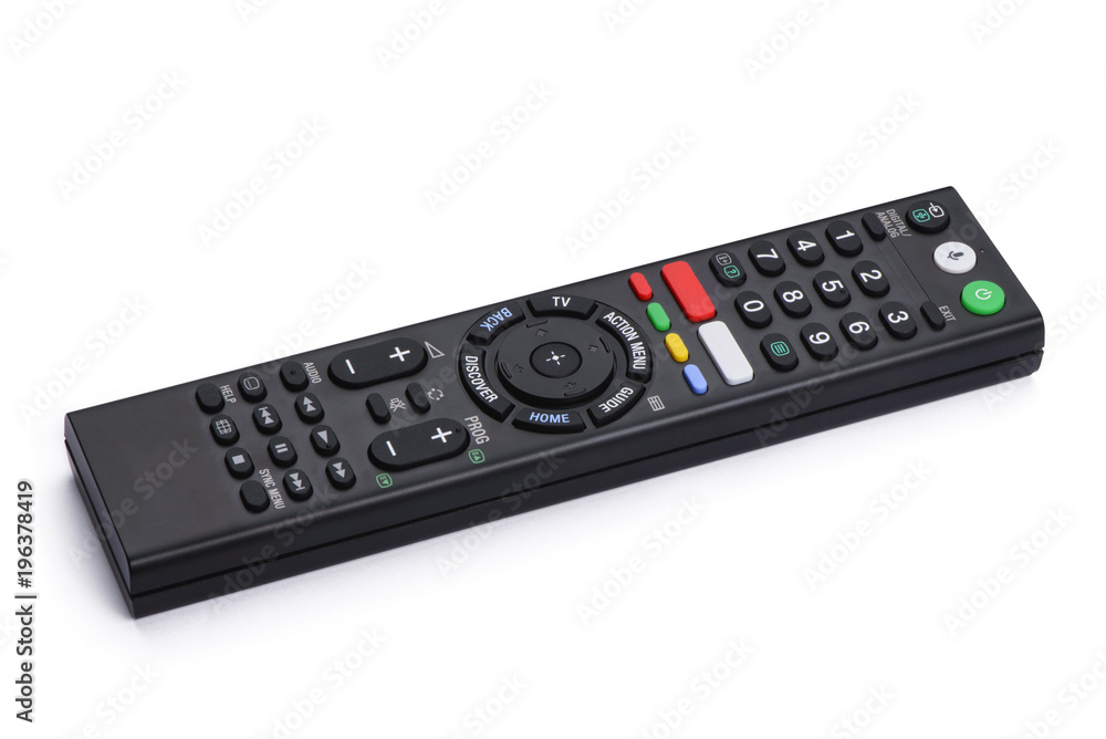 Smart TV remote control on white background Smart TV remote control on white background