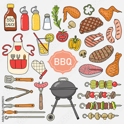 A set of barbecue items.