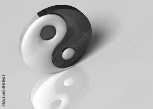 3D Illustration. A yin yang sign on a