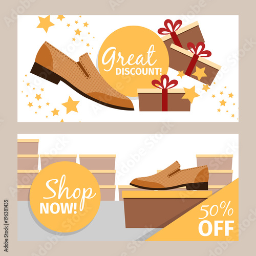 Men summer shoes horizontal banners