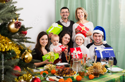Big family with Xmas gifts