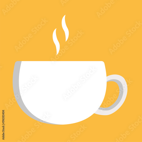 Vector white wide coffee and tea cup with hot steam coming out of it