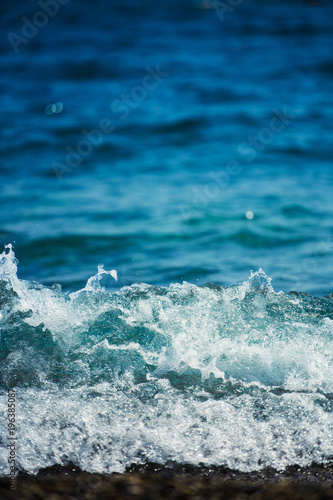 Wallpaper Mural Soft Wave Of Blue Ocean On Pebble Beach. Torontodigital.ca