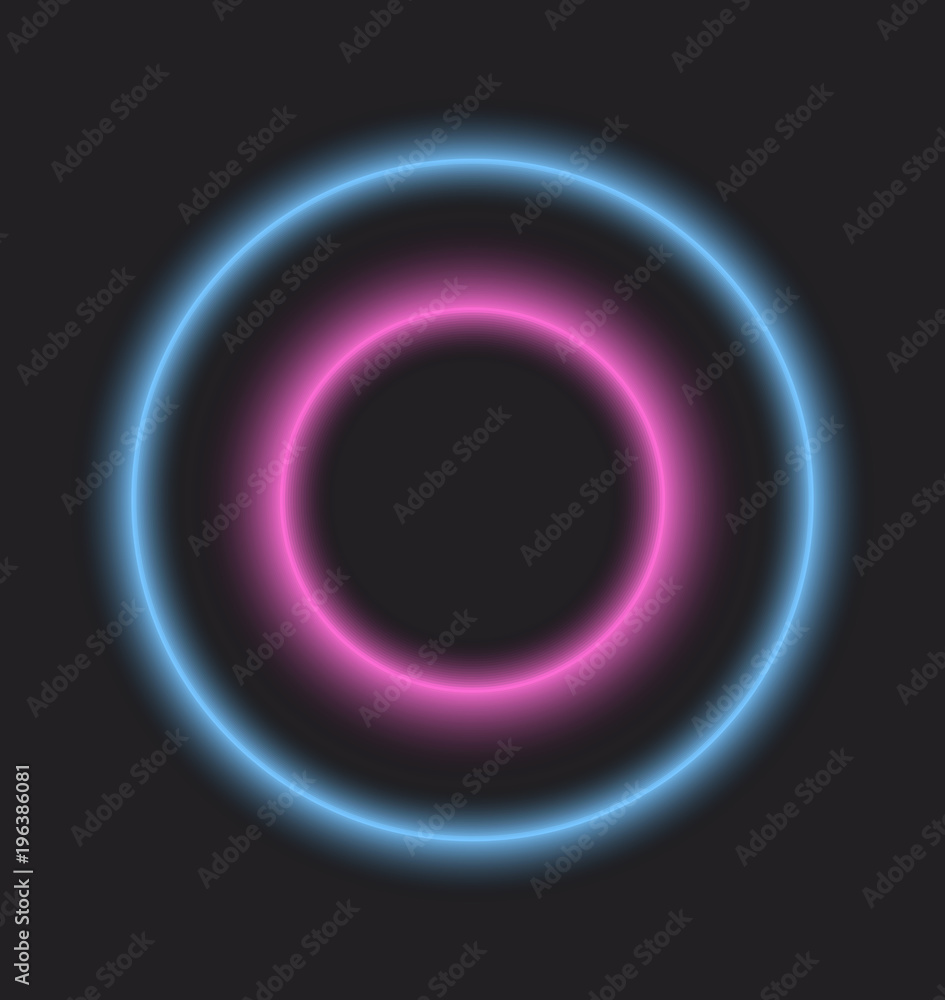 Frame of neon circle retro neon lamp. Vector electric frame for your design. Frame of neon circle retro neon lamp. Vector electric frame for your design.