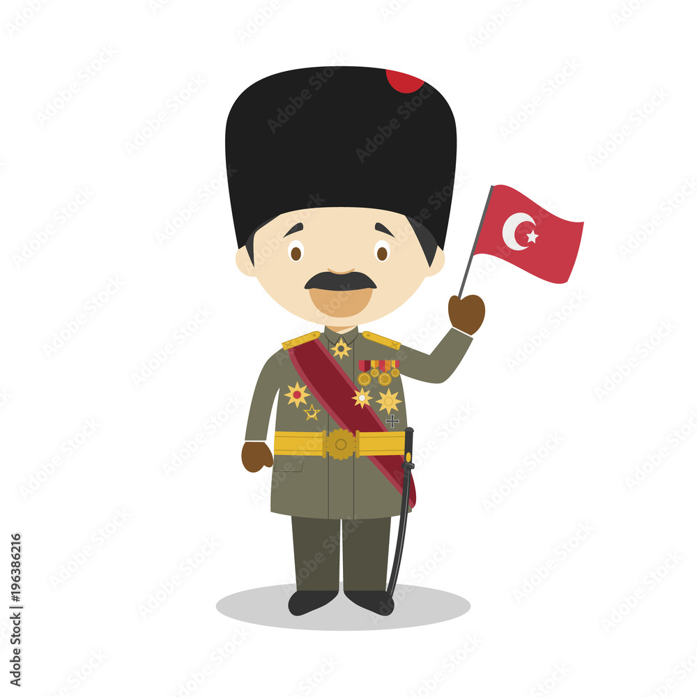 Mustafa Kemal Atatürk cartoon character. Vector Illustration. Kids ...