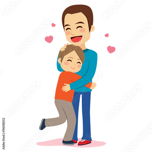 Sweet illustration of son and father hugging