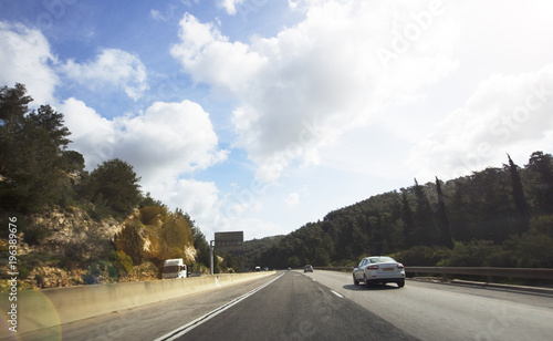 NAHARIYA, ISRAEL- MARCH 9, 2018: Cars on the road on the way to the north of Israel