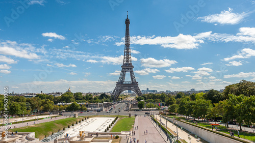 Eiffel tower on a sunny day in summer