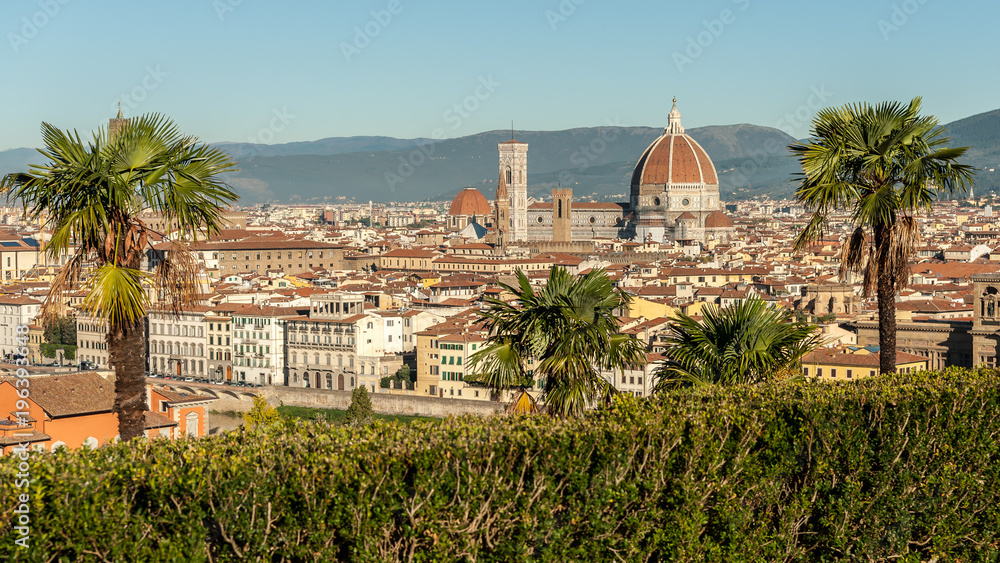 Aerial view from Piazzale Michelangelo over Florence on a sunny day in autumn