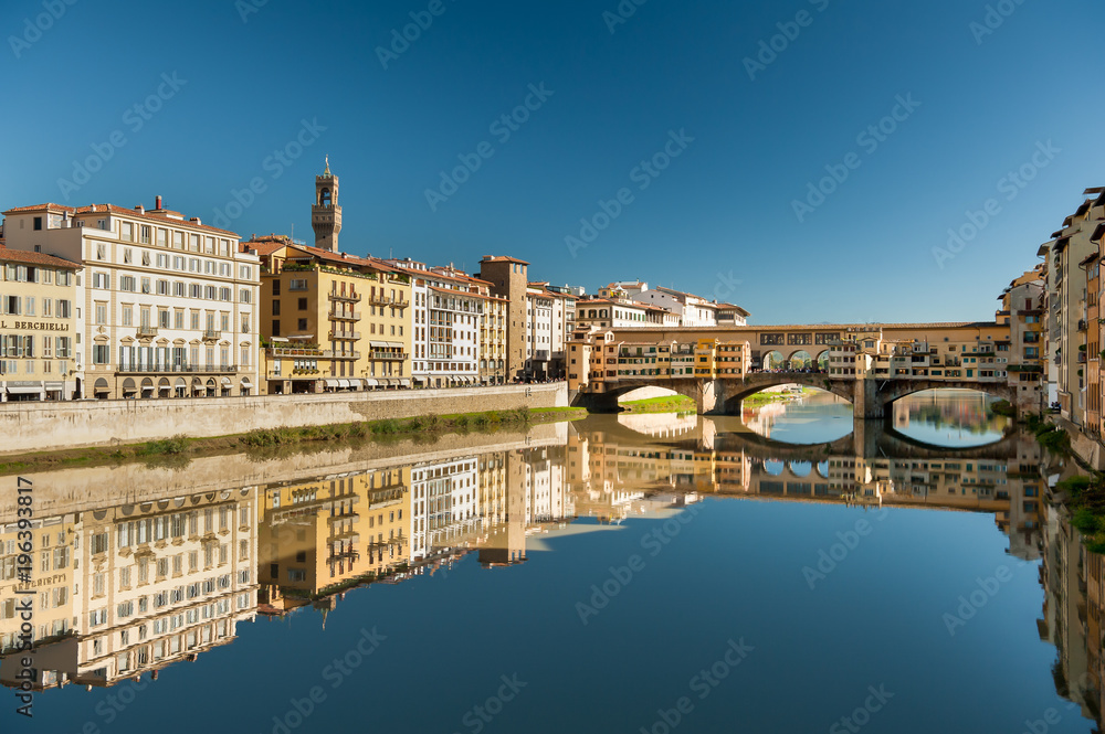 Bridge Ponte Vecchio in Florence on a sunny day in autumn
