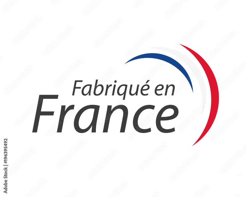 Made in France, in the French language – Fabrique en France, simple vector symbol with French tricolor isolated on white background Made in France, in the French language – Fabrique en France, simple vector symbol with French tricolor isolated on white background