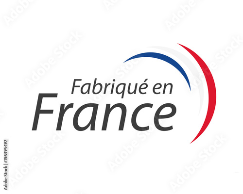 Made in France, in the French language – Fabrique en France, simple vector symbol with French tricolor isolated on white background